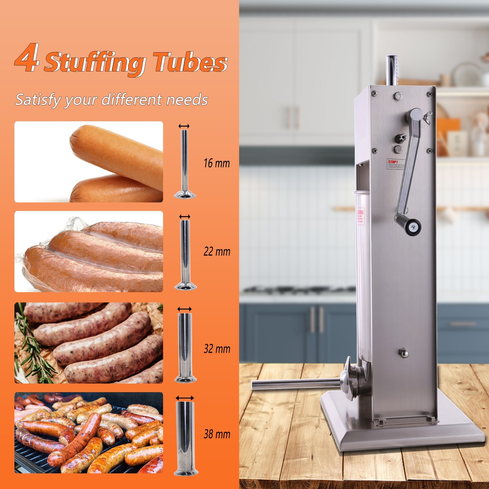 New Hakka 11 Lb/5 L Sausage Stuffer Vertical Stainless Steel Meat Press Filler