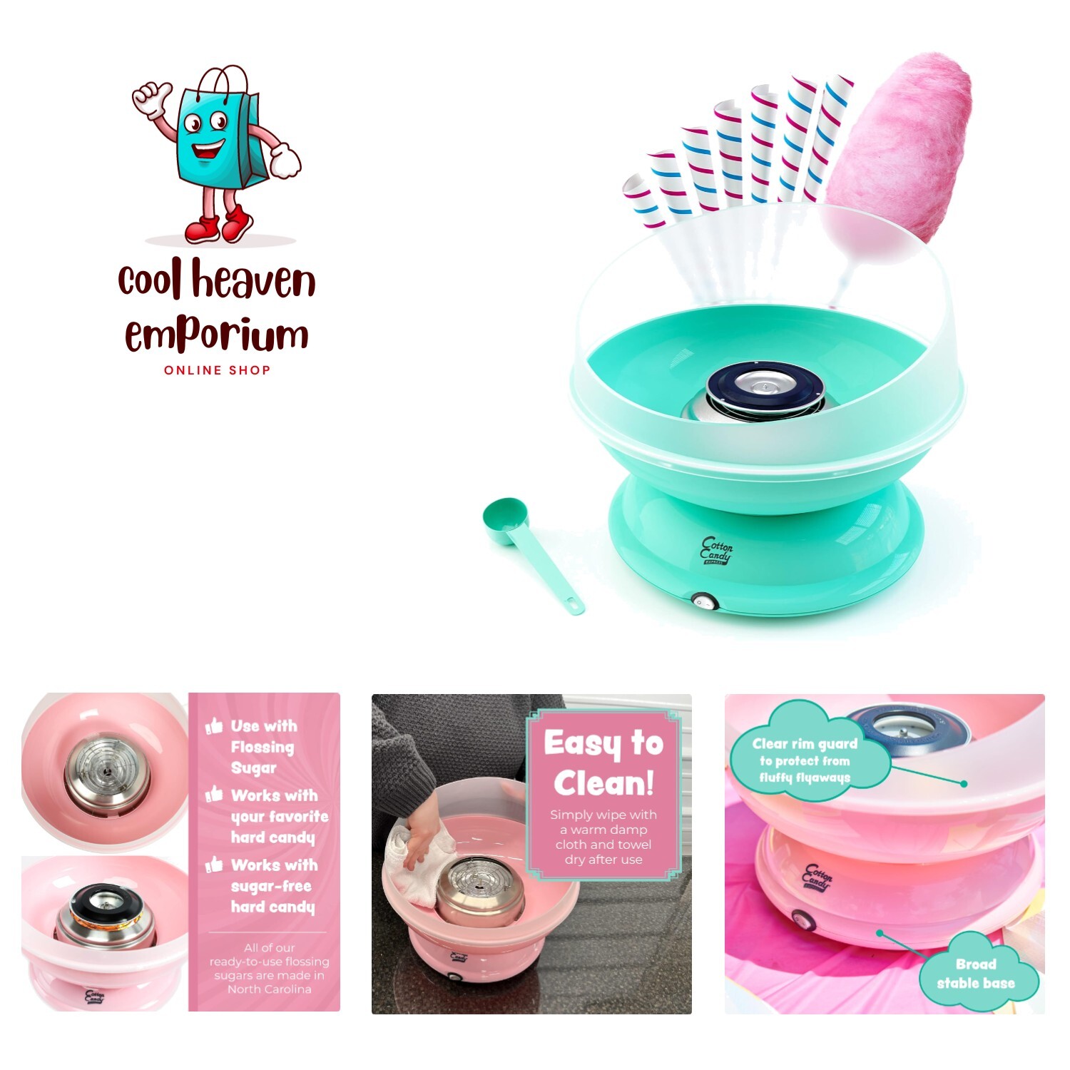Cotton Candy Machine, Teal. Easy To Use and Clean. Nostalgia and Fun For Kids…