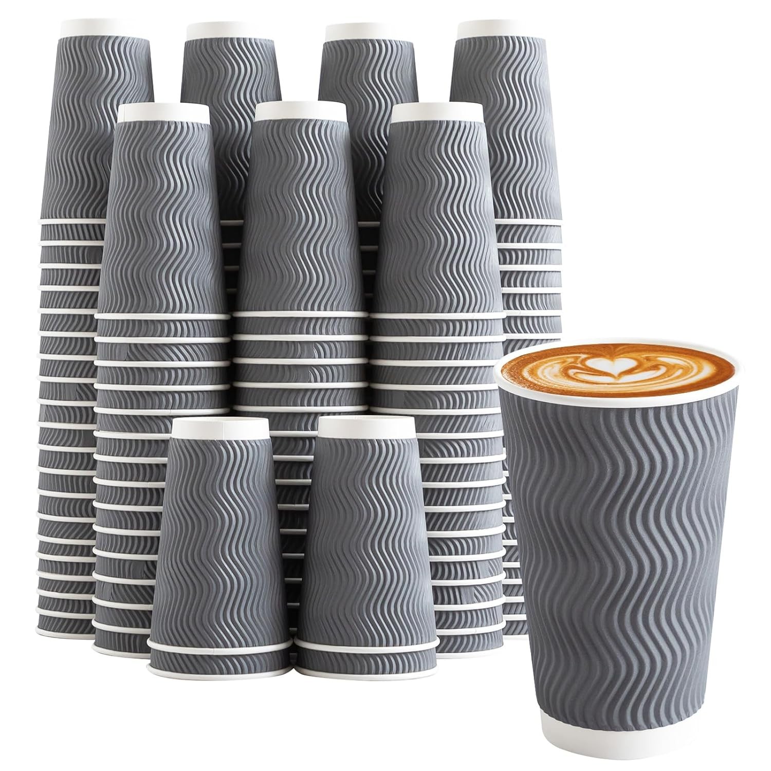 Disposable Coffee Cups 90 Pack 16 oz Gray Insulated Cups No Lids Pack of 90 Cups