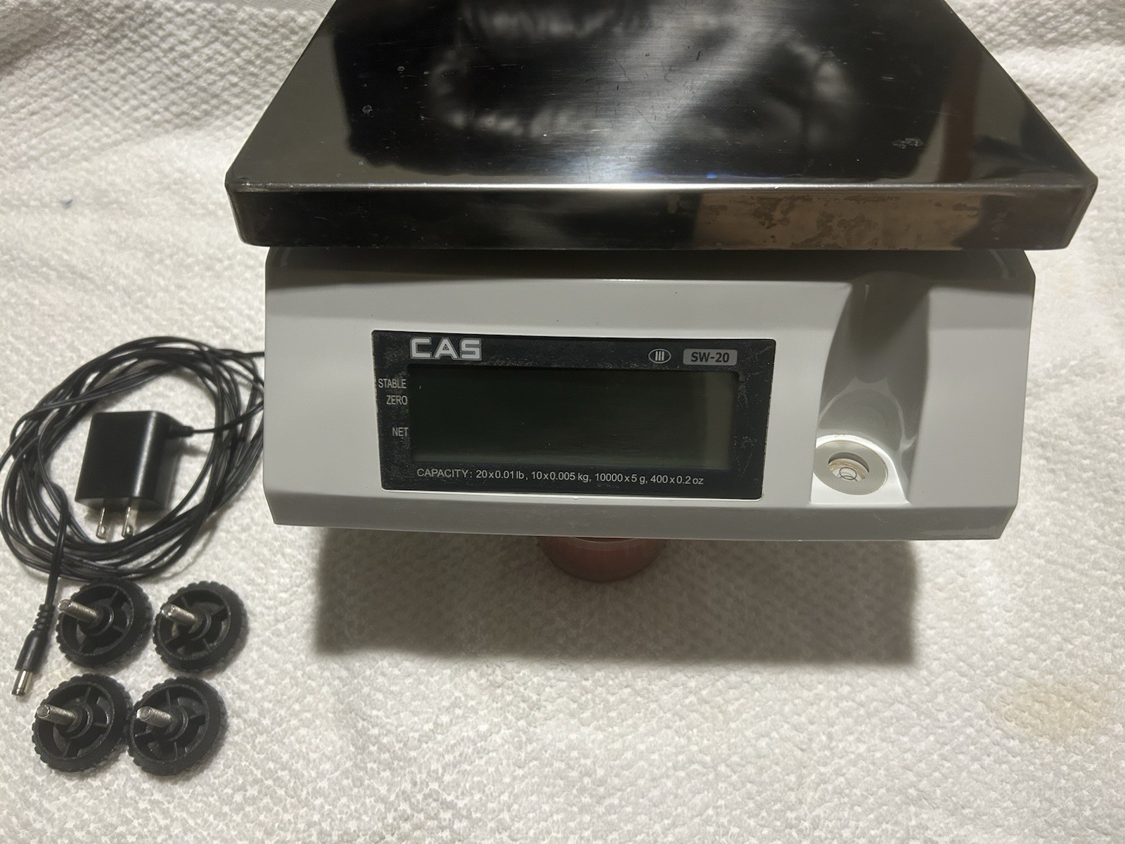 CAS SW-1D(20lb) Portion Cntrol Scale, 20×0.01Lb Kg, g, oz. CleanWorks, w/adaptor