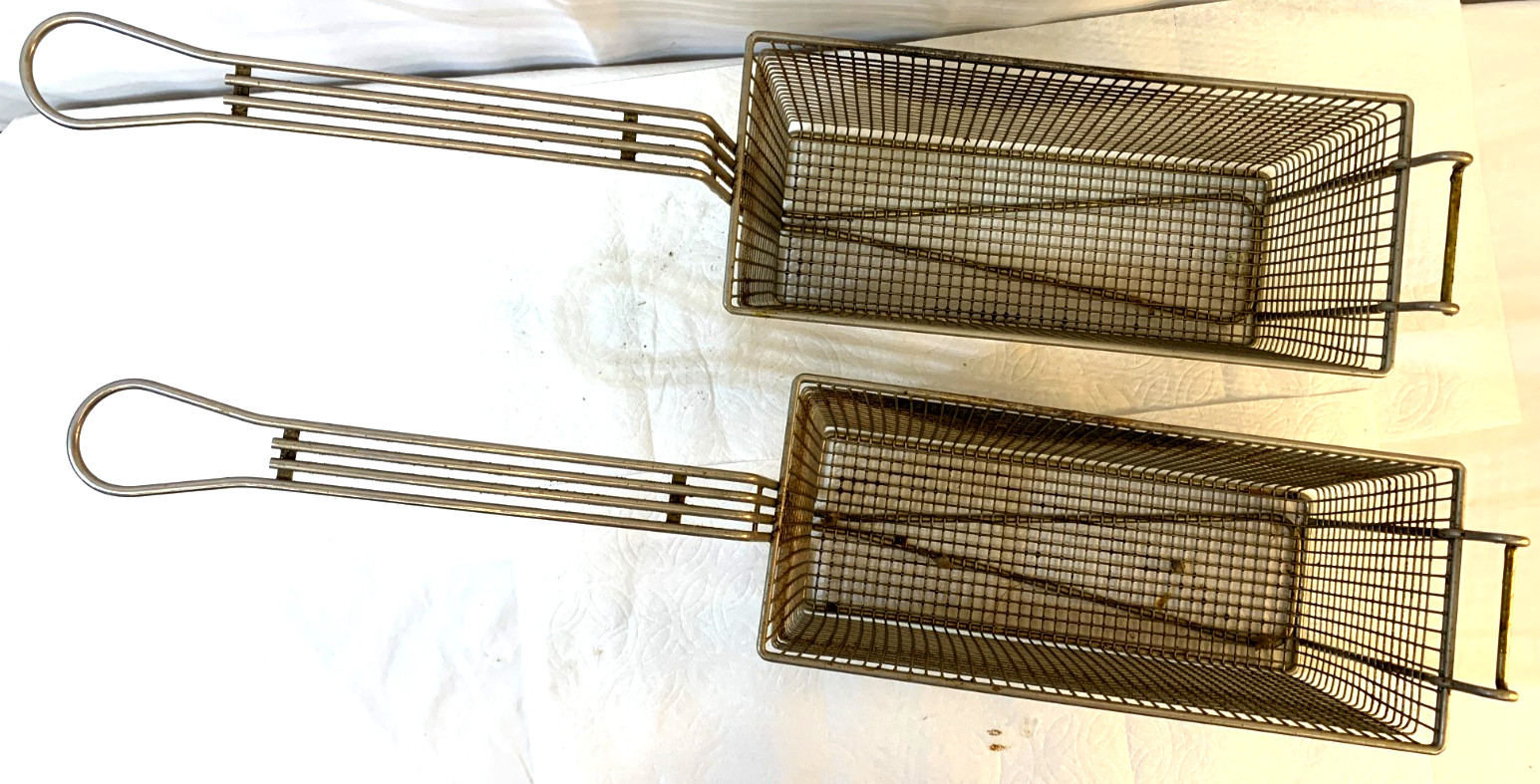 Lot of Four (4) Deep Fryer Basket with Hang Loop & Handle ~Commercial Restaurant