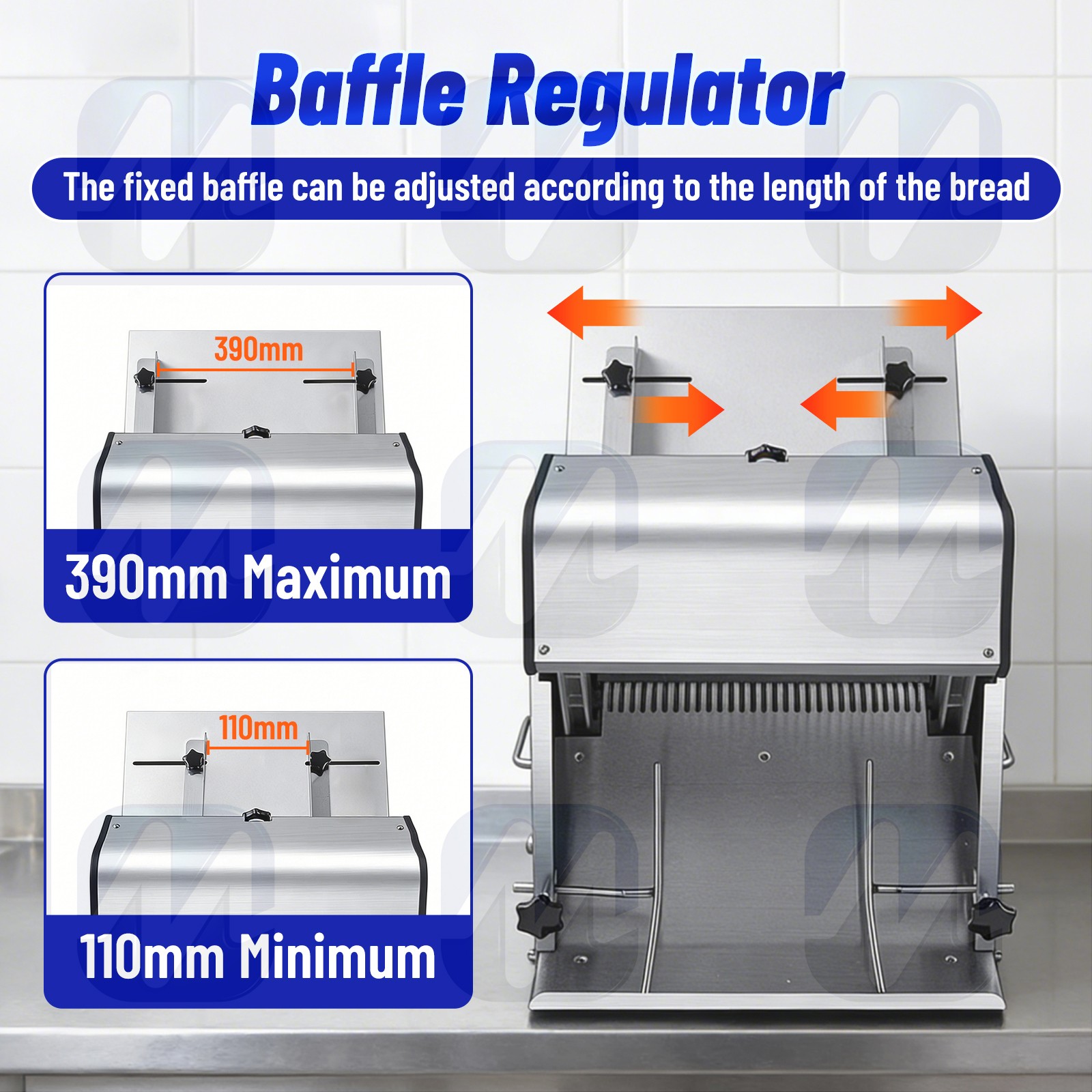 Commercial Bread Slicer 110V 370W Electric Toast Cutter with 316 Stainless Steel
