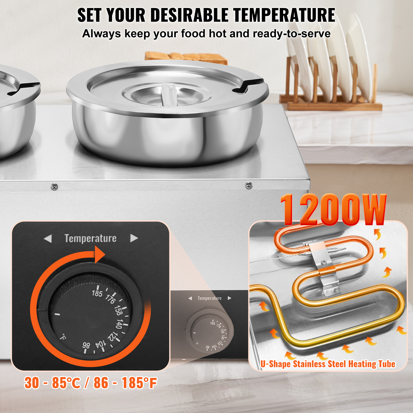 VEVOR Commercial Soup Warmer Soup Station with 2*7.4Qt Pot Soup Kettle Warmer
