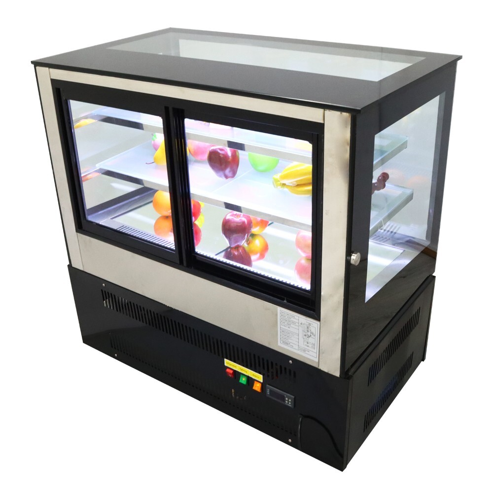 220V Electric Countertop Right-Angle Cake Visual Showcase Automatic Defrost 300W