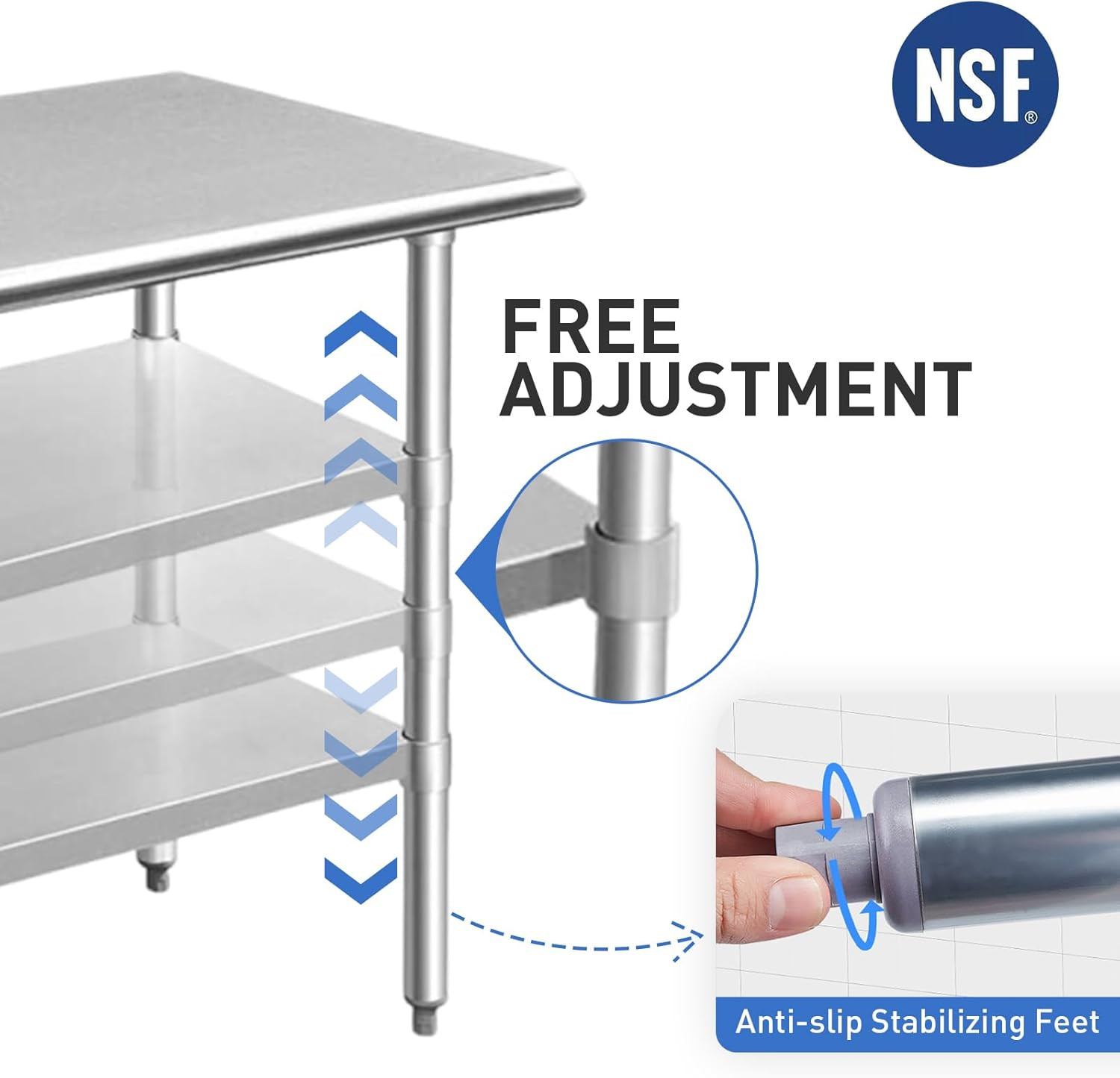 Stainless Steel Table for Prep & Work 24X36 Inches, NSF Metal Commercial Kitchen