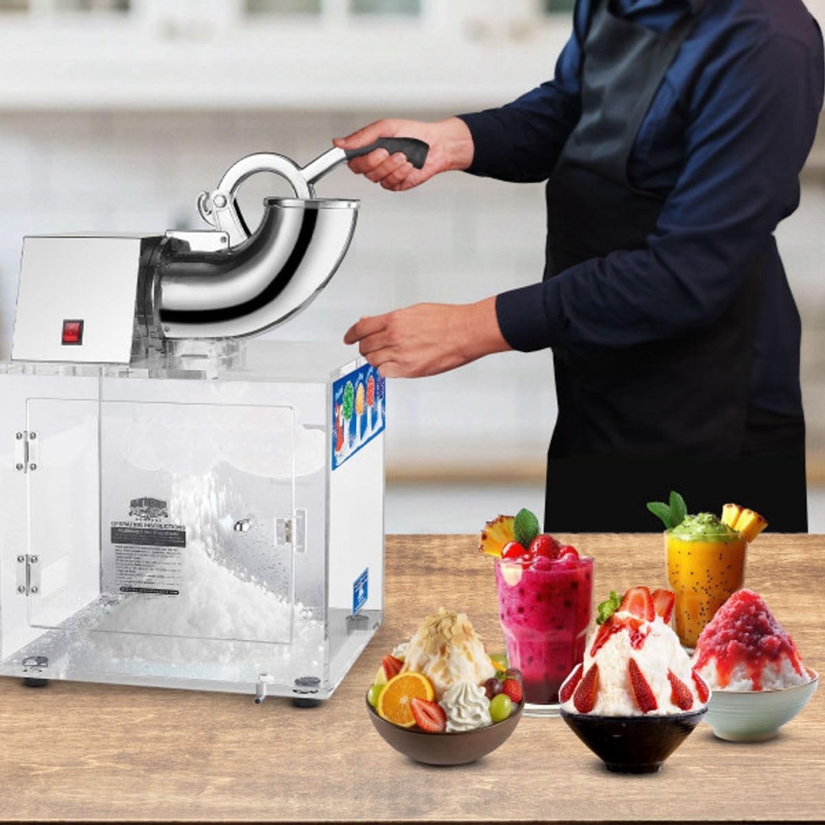 Polar Blast Snow Cone Machine – Acrylic Crushed Ice Maker Grinds Up to 500lbs…