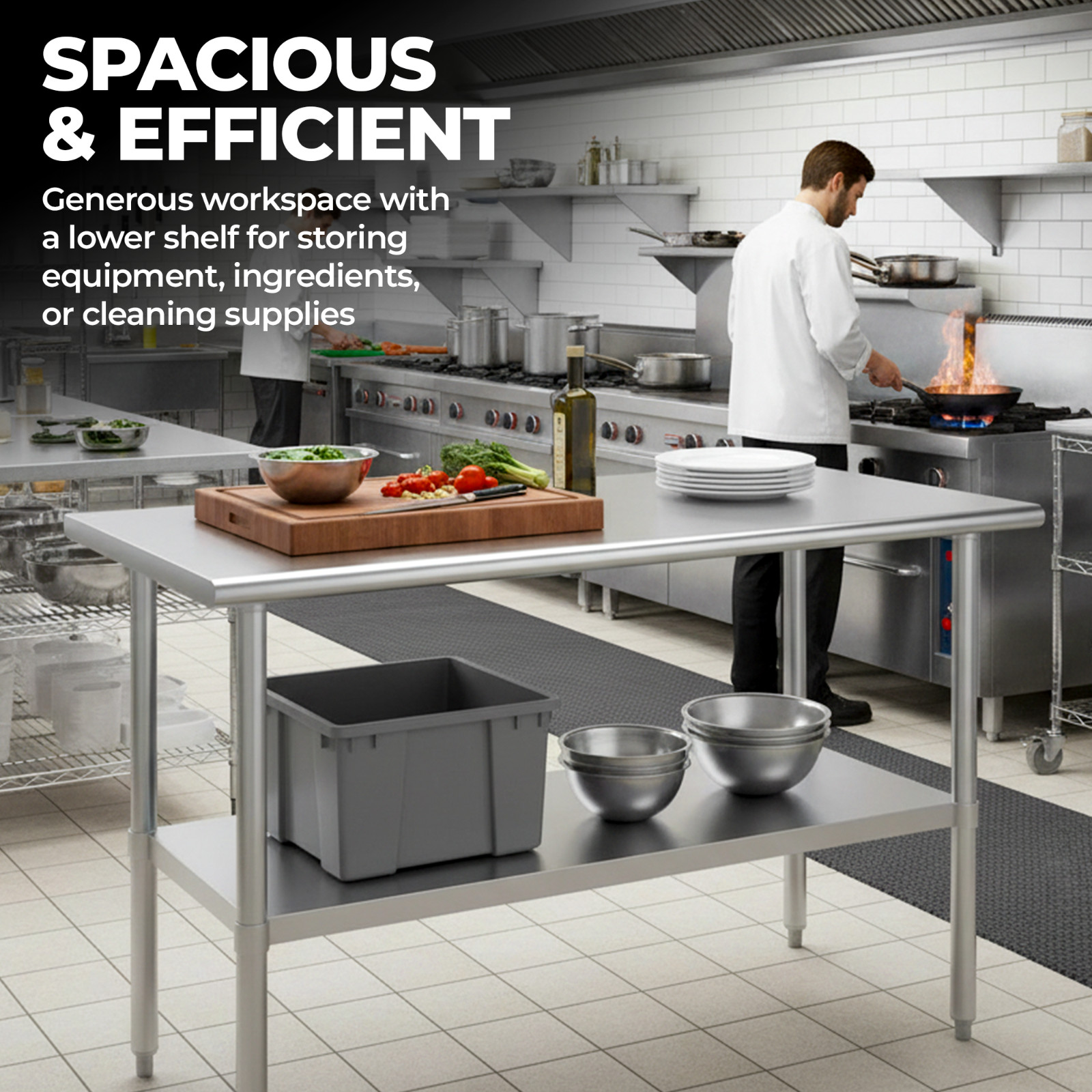 Stainless Steel Food Prep Work Table with Adjustable Undershelf 18”x48”