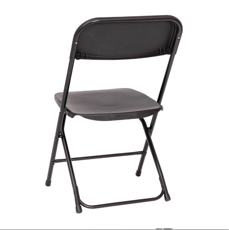 Black Plastic Folding Chairs 4 Pack Indoor Outdoor Event 650lb Extra Wide