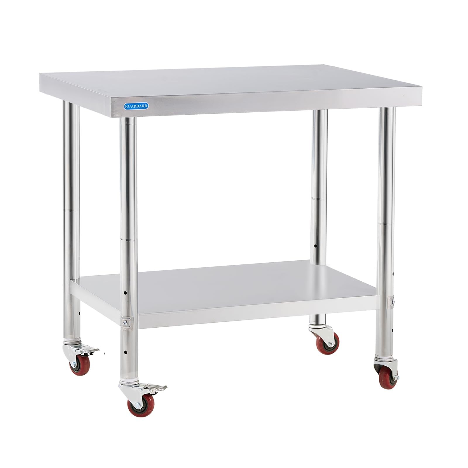 Stainless Steel Table for Prep & Work with 4 Caster Wheels with Undershelf 30…