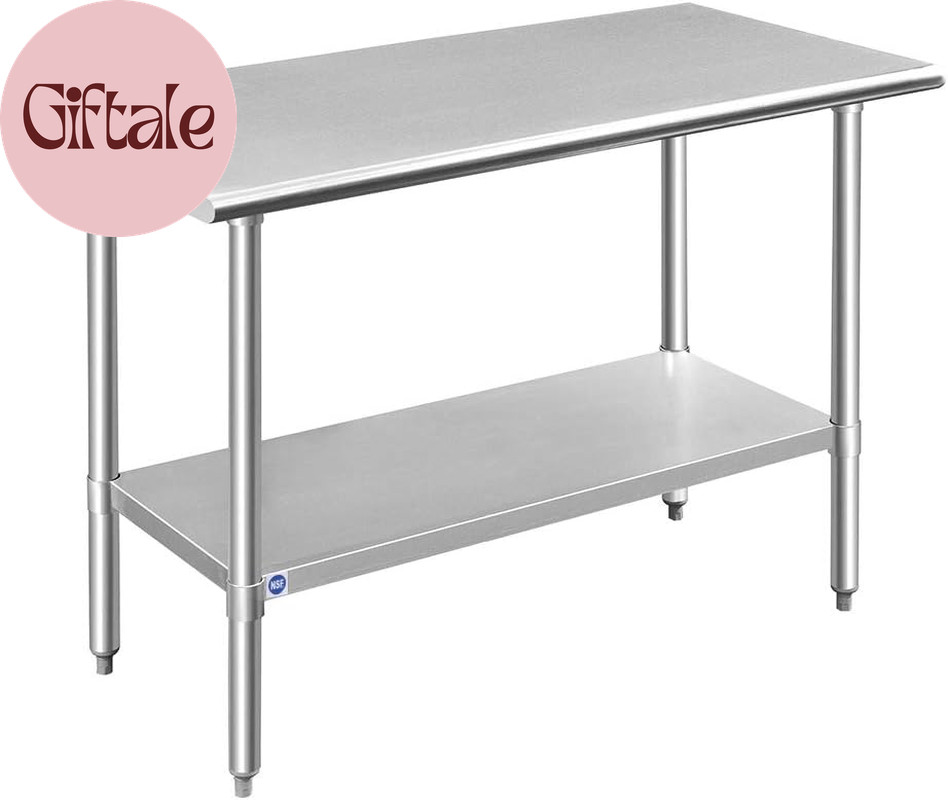 Stainless Steel Table for Prep & Work 24X48 Inches, NSF Metal Commercial Kitchen