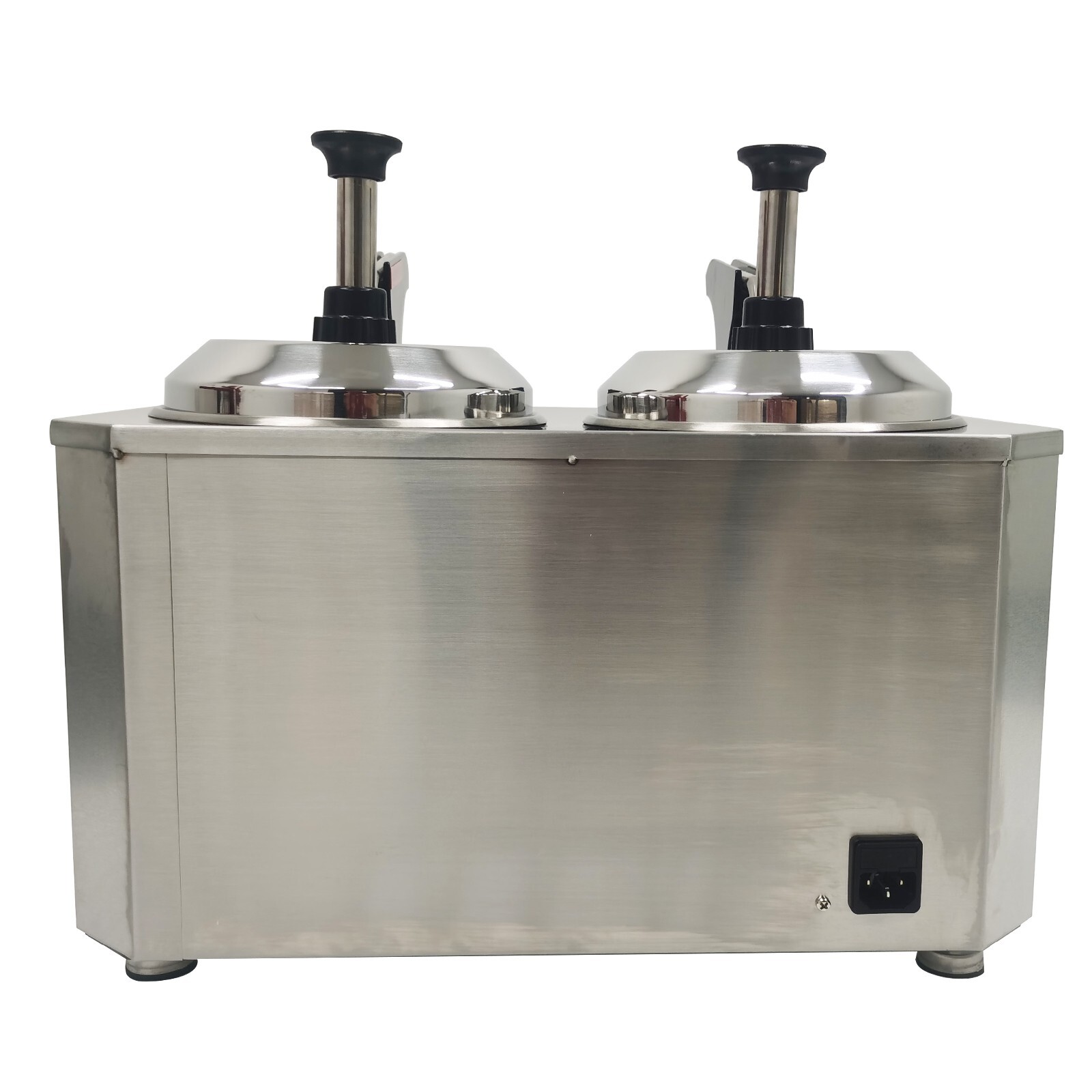 Pump Type Electric Sauce Warmer 2L * 2 Pots Condiment Dispenser Stainless Steel