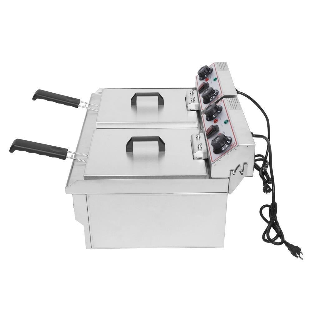23.6L 25QT Electric Countertop Deep Fryer Commercial XL Fry Basket Restaurant