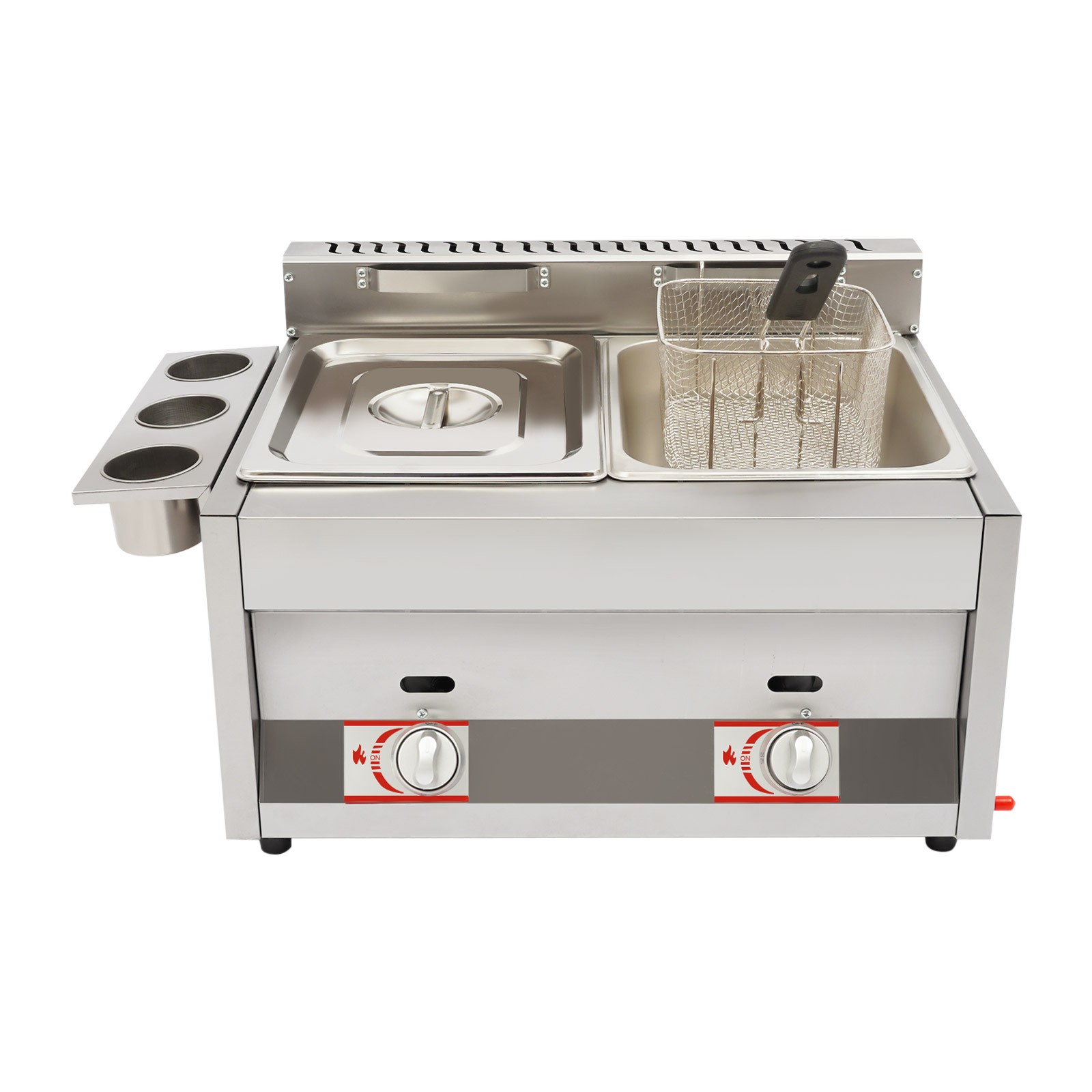 Commercial Deep Fryer with Basket and Lid Stainless Steel Dual Tank Fry Machine