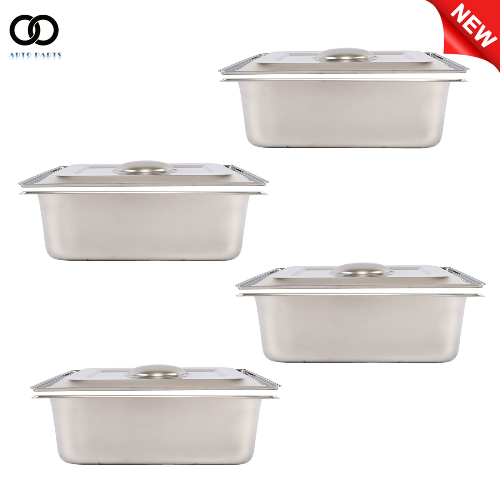 4 Pieces 1/2 Size 4 Inch Deep Steam Table Hotel Pans with Lids Non-Stick