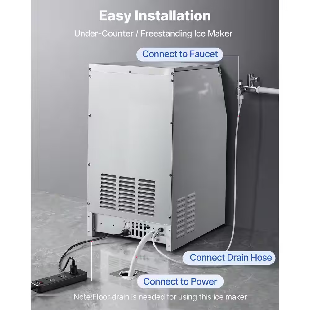 160 Lbs. /24H Commercial Ice Maker 15.94 In. W Full Size Cubes in 10 Minutes wit