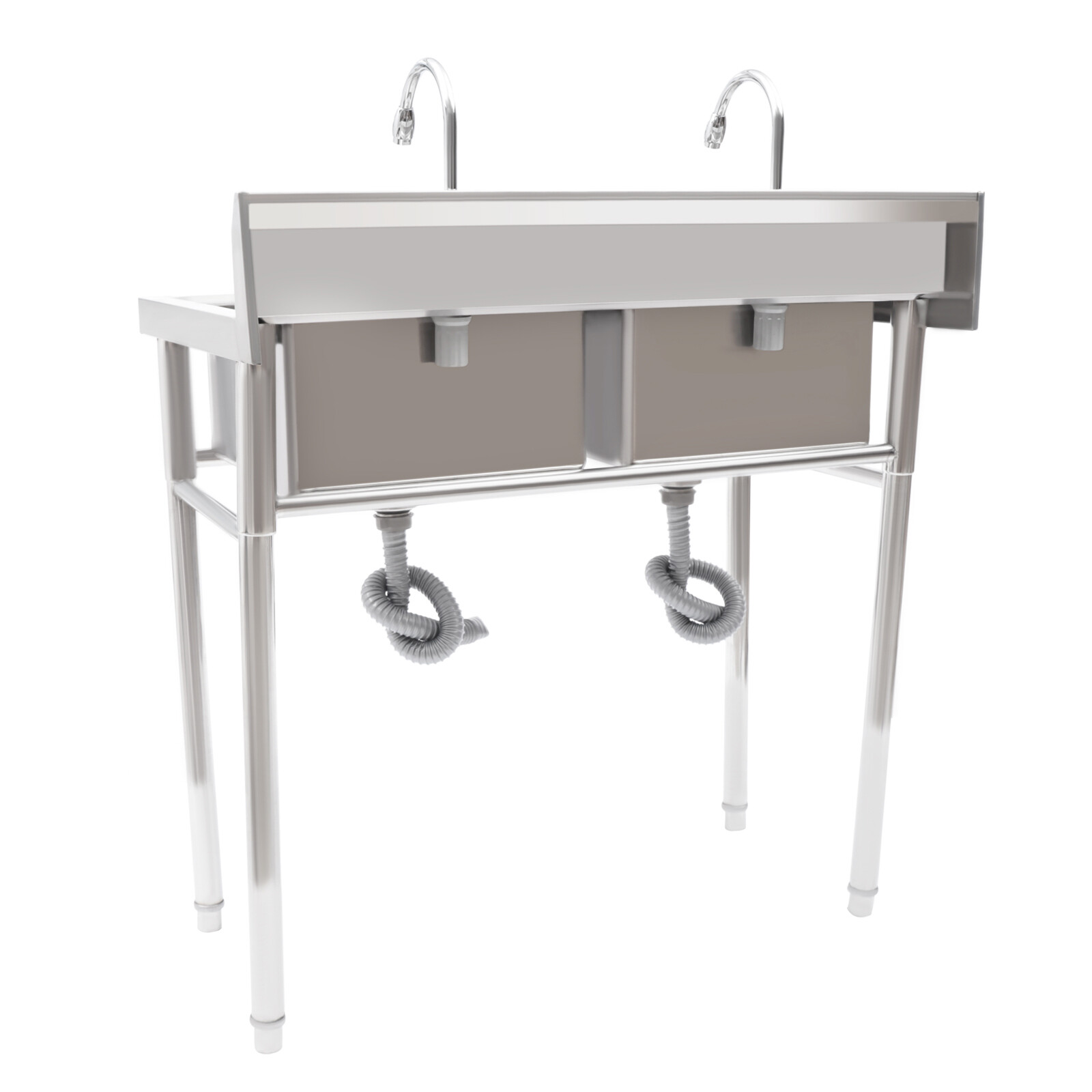 Stainless Steel Commercial 2 Dual Compartment Utility Prep Sink w/ Basins Faucet
