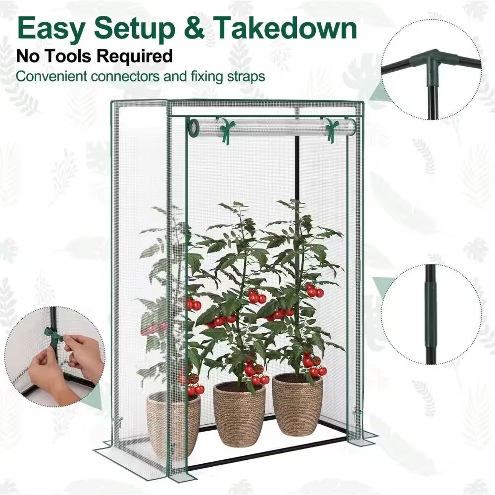 39 In. X 20 In. X 59 In. Portable Mini Greenhouse with Roll-Up Zippered Door, In