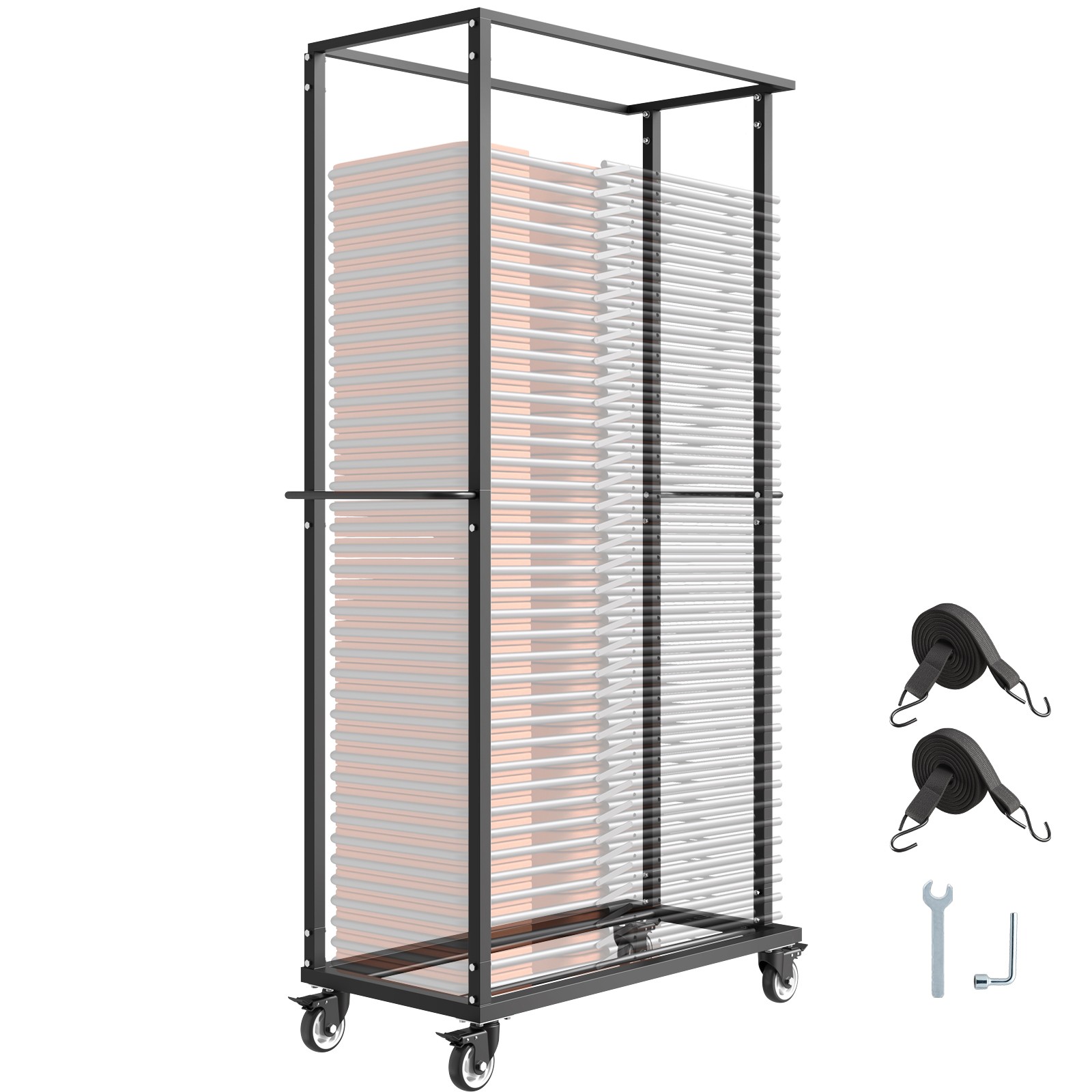 VEVOR Folding Chair Rack Cart for 60 Chairs of 500LBS Casters/Locking Wheels