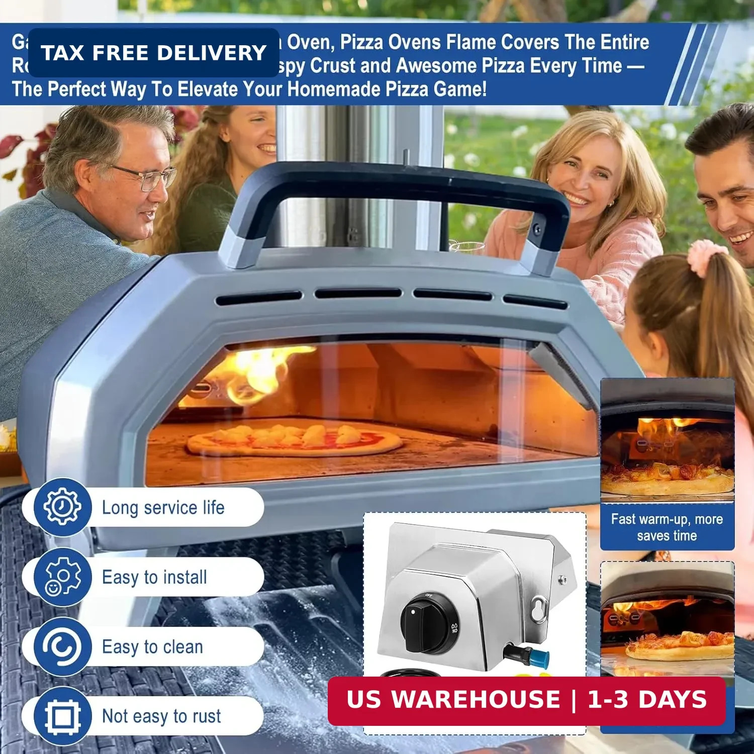 Pizza Oven Accessories, Pizza Oven Gas Burner Attachment, Outdoor Pizza Oven Acc