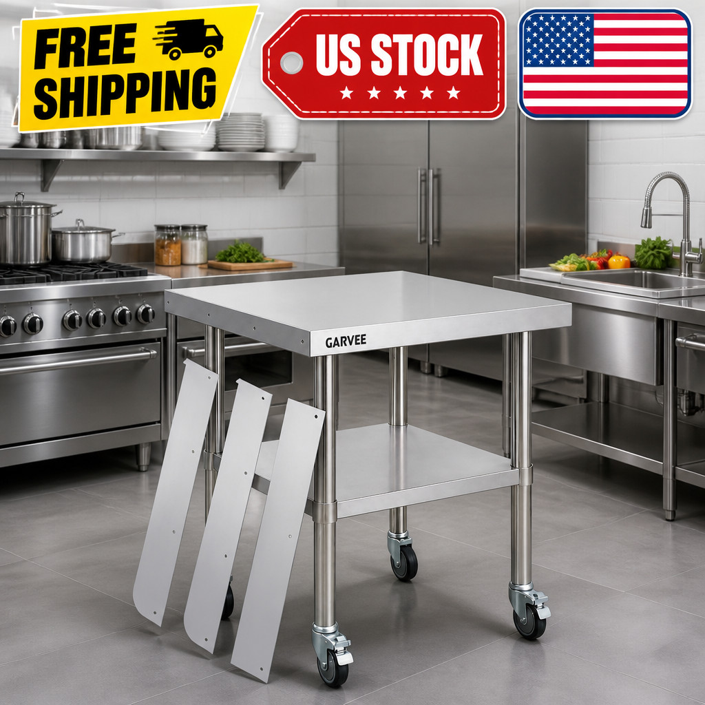 Stainless Steel Commercial Work Table 3-Sided Removable Rim 24 *30 Duty Heavy