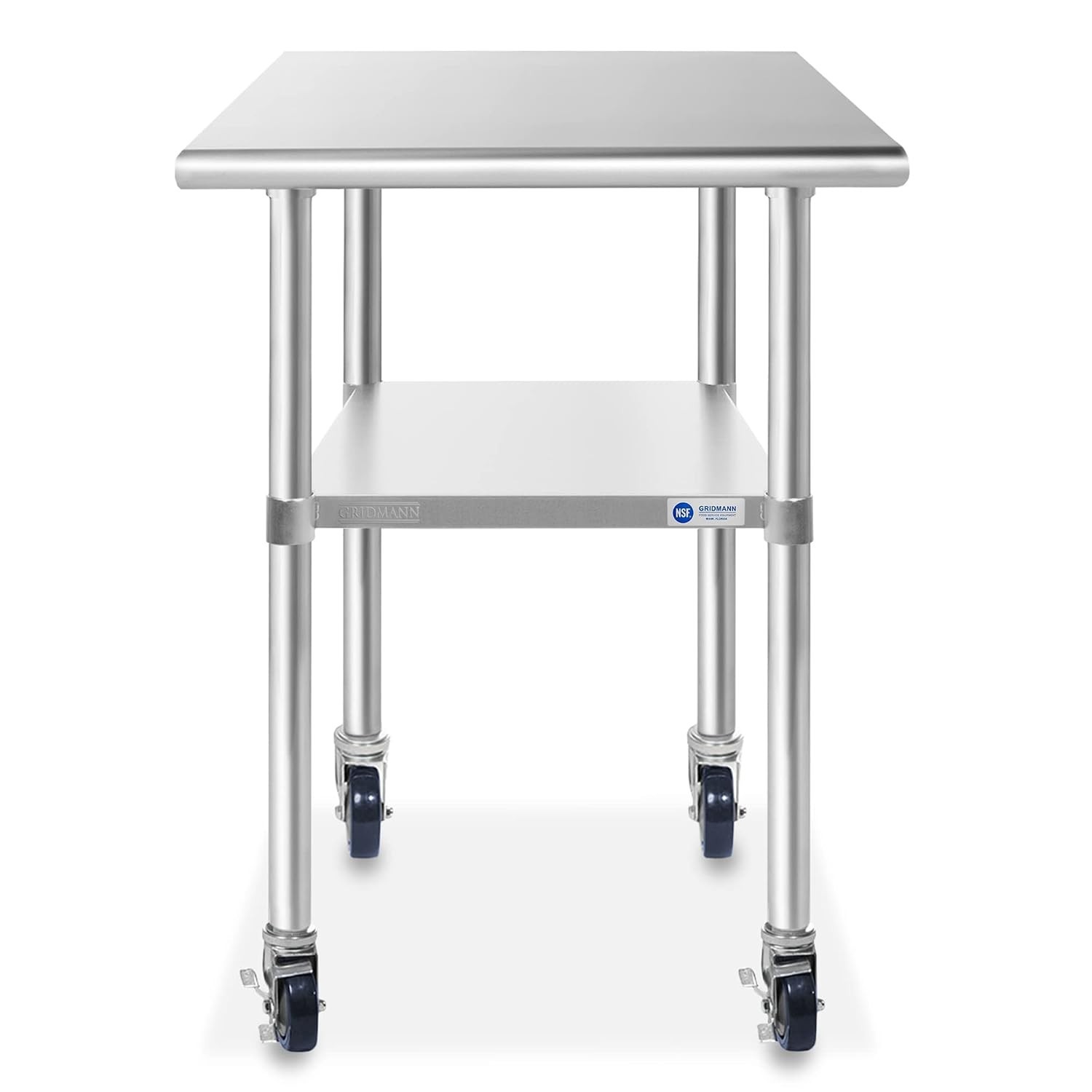 Stainless Steel Prep Table 30 Inch Long with Under Shelf and Locking Wheels