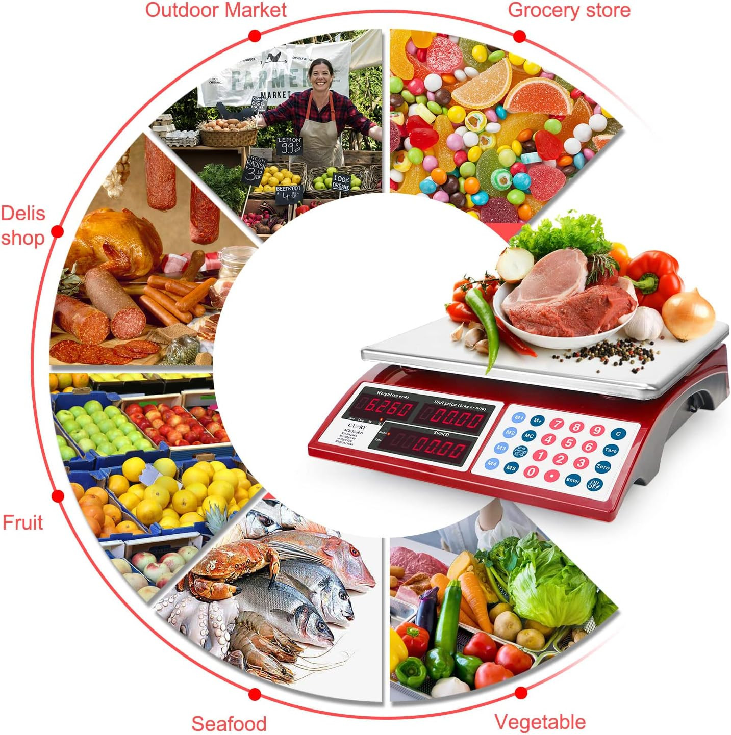 Price Computing Scale Commercial Food Scale 66Lb / 30Kg Fruit Meat