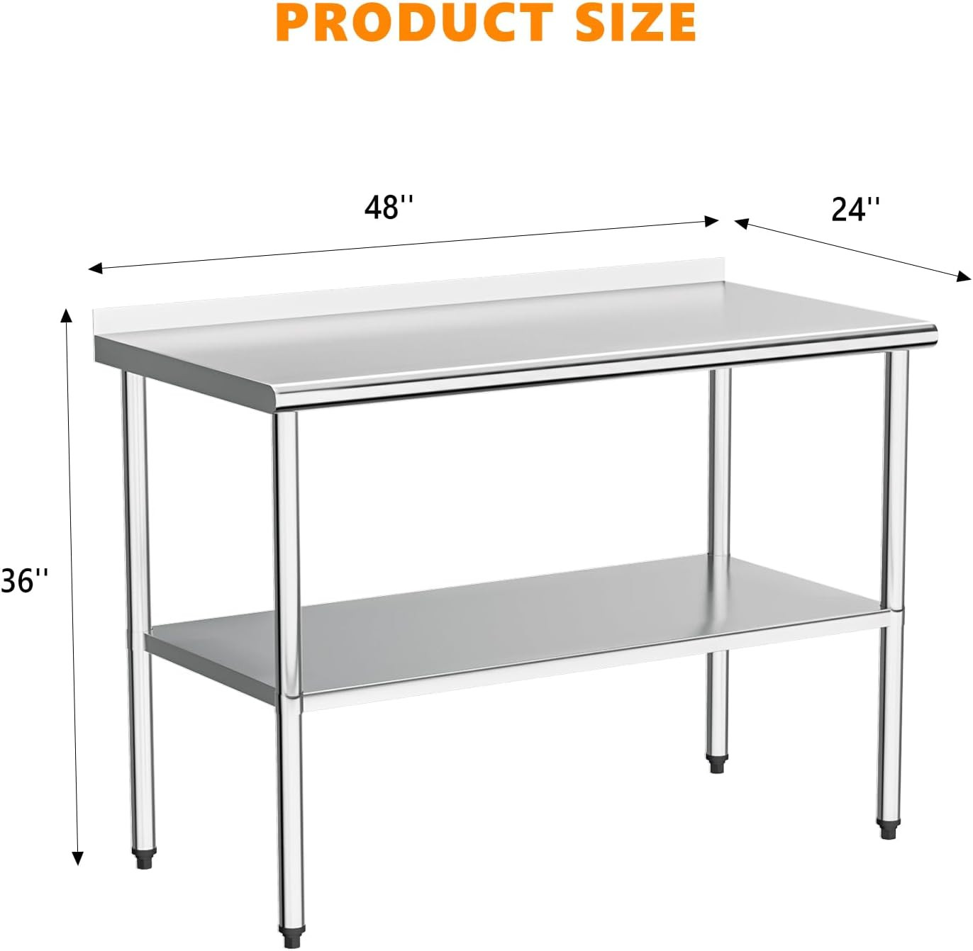 60» X 24» Stainless Steel Table for Prep & Work,Commercial Worktables