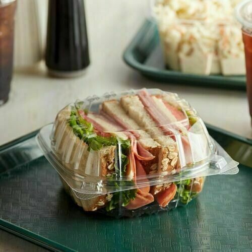 Dart 6″ Clear Hinged Plastic Food Take Out To-Go / Clamshell Container 100 Pack
