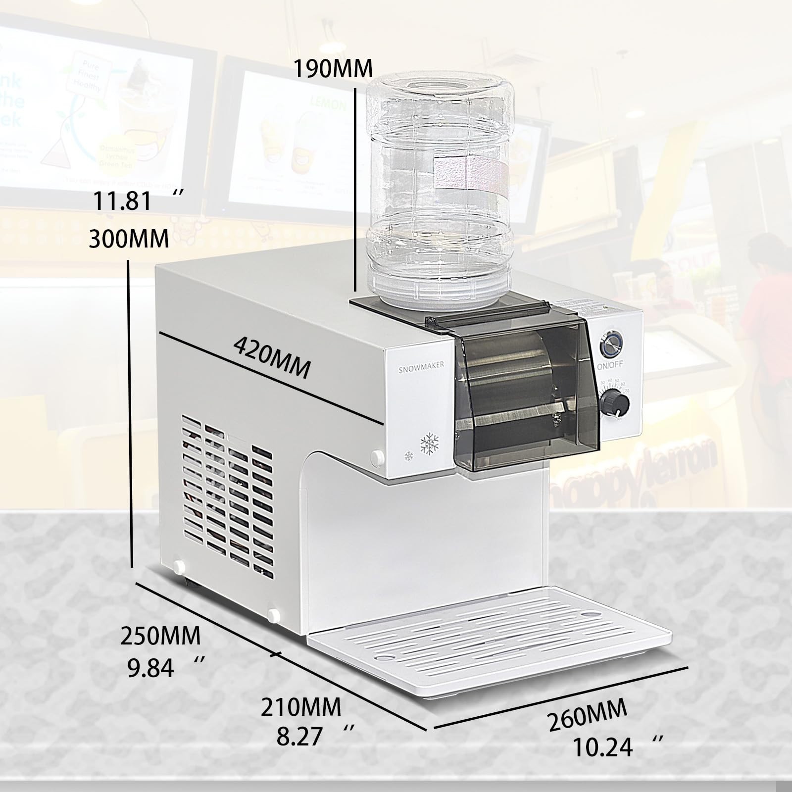 Kolice Automatic Electric Shaved Ice Machine, Snowflake Ice Crush Machine 55kgs