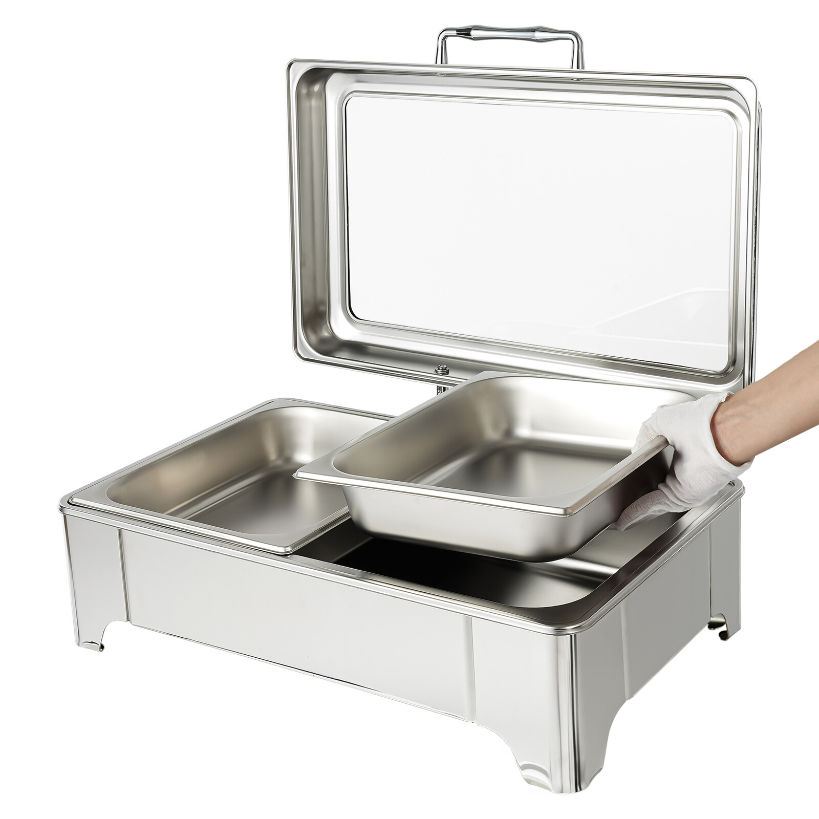 9L Electric Heating Chafing Dish Server Buffet Stove Square Double Compartment