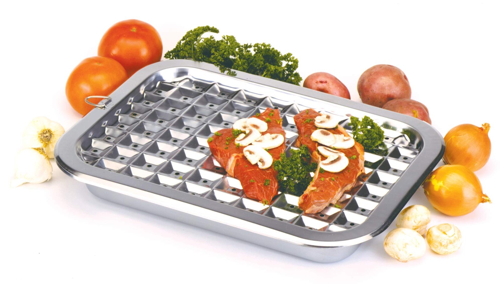 Norpro 274 Stainless Steel Broil/Roast Pan Set 17 Inch Silver