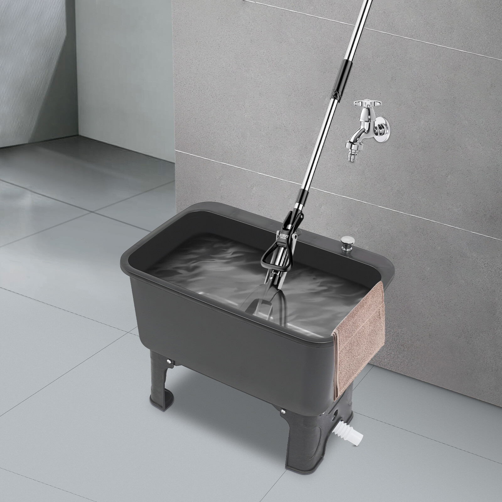 Portable Floor Mop Sink, Large Capacity Mop Bucket Freestanding Utility Mop Sink