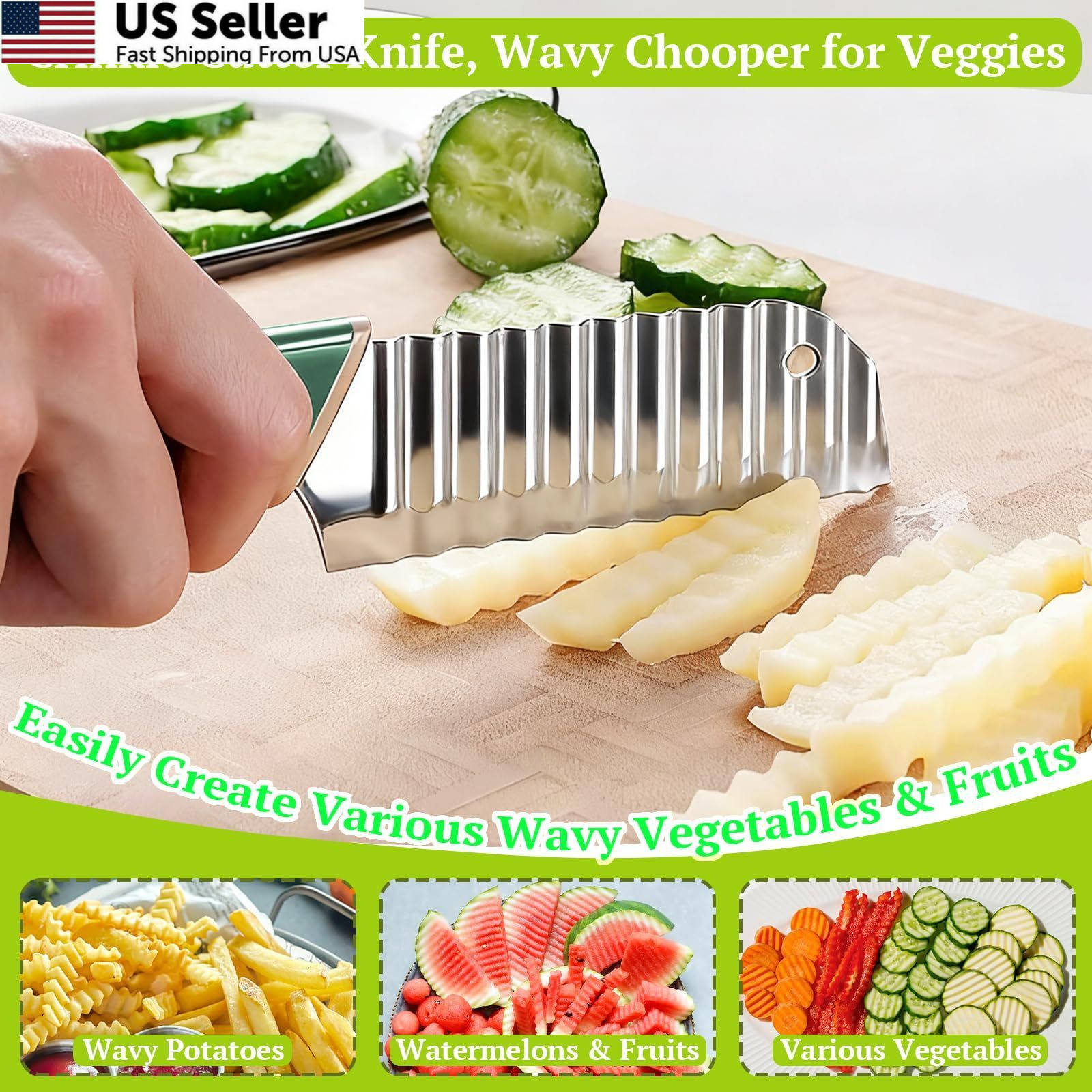 Suuker Crinkle Cut Knife, Cutter for Veggies, Potato 4.7″, Style1