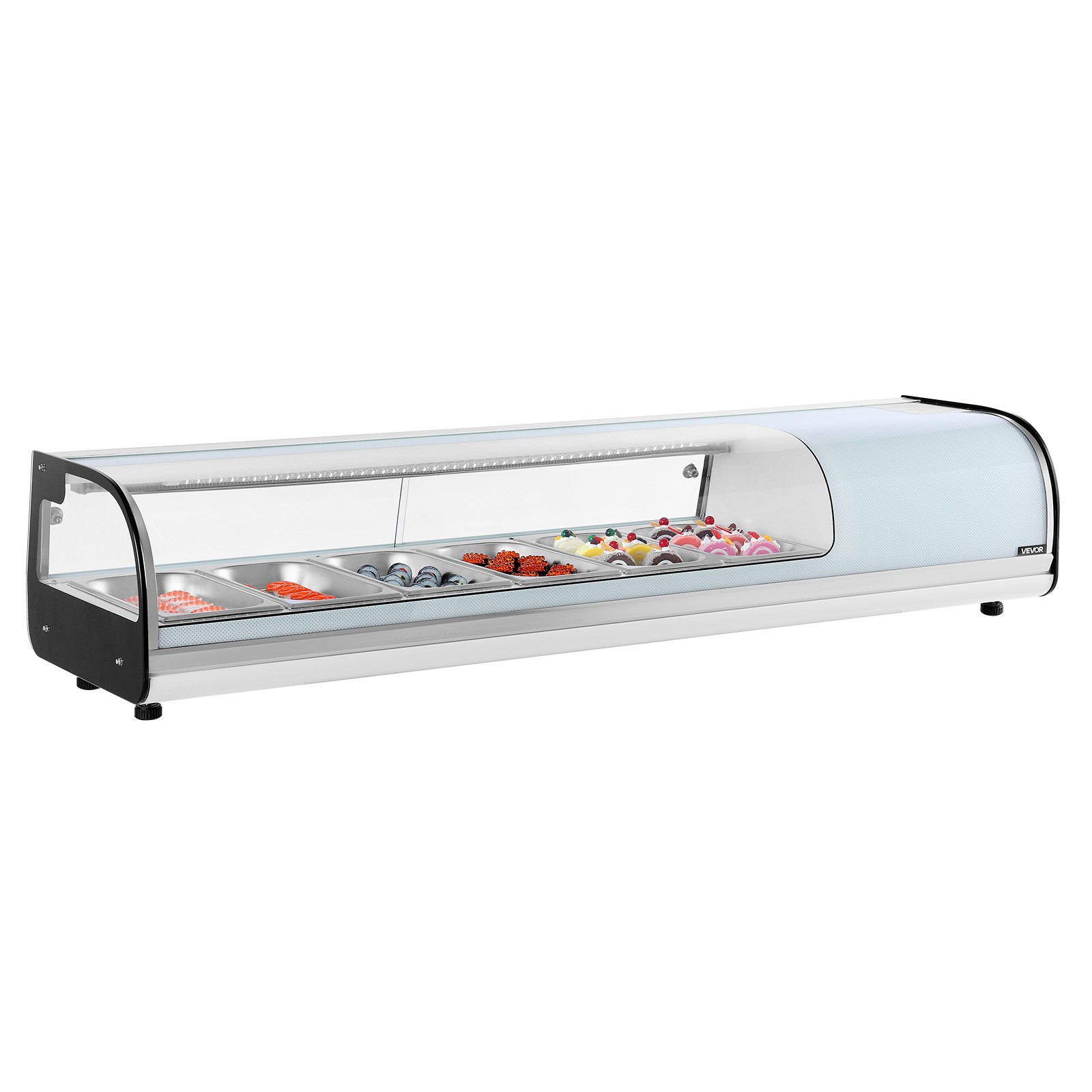 VEVOR Sushi Display Case Refrigerator 2.2 Cu.ft Countertop Sushi Case with 6 Pan