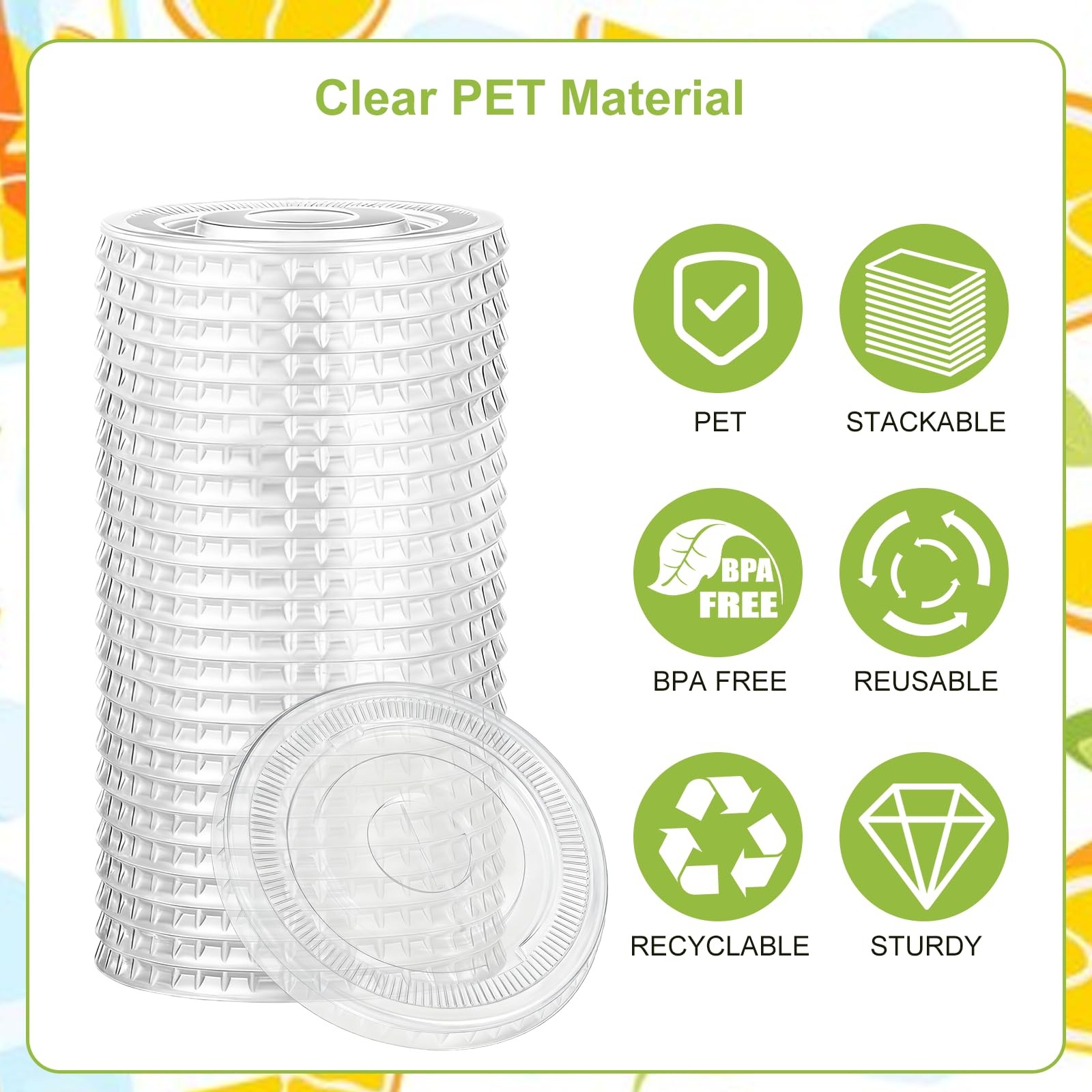 200pcs, PET, Plastic Lids, 98mm Plastic Cup Lids, With Straw Slot, Disposable…