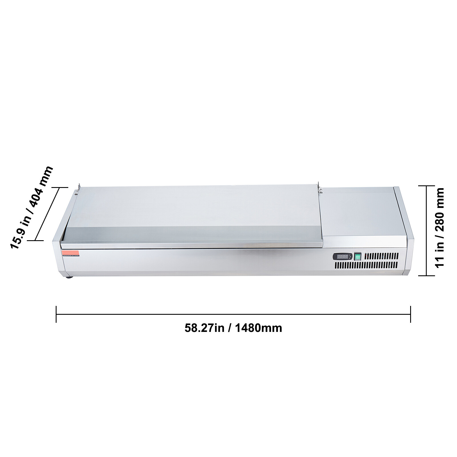 VEVOR 60″ Countertop Condiment Refrigerated Salad Pizza Prep Station w/SUS Cover