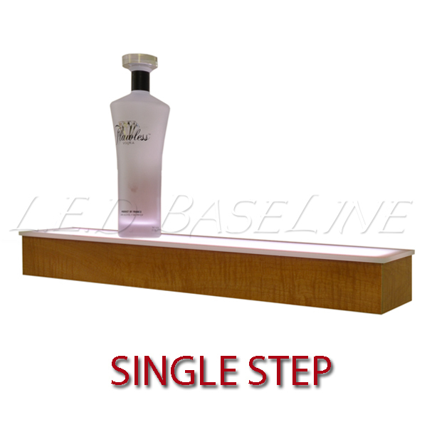 96″ 1 Tier LED Lighted Liquor Display Shelf – Maple Finish