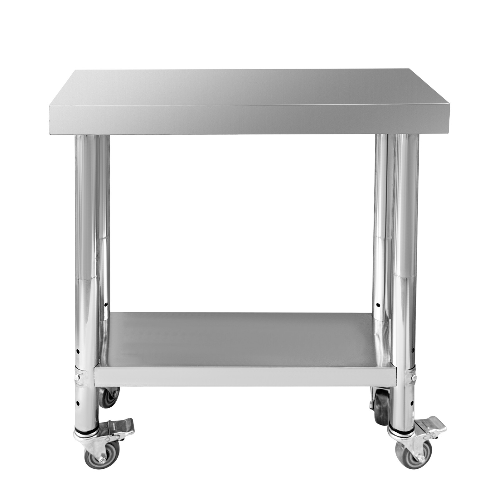 Stainless Steel Work Table 700 LBS Load Capacity with 4 Wheels 30 x 12 x 34 Inch
