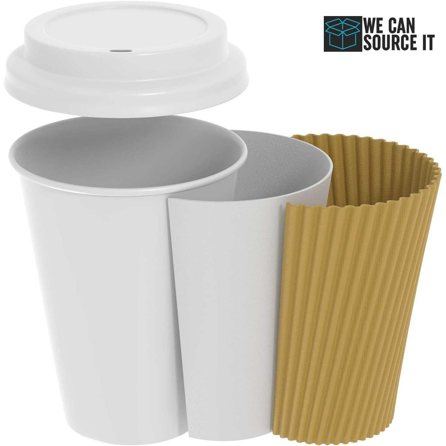 Ripple Disposable Coffee Cups with Lids – Brown Paper Takeaway Hot Cold 4-16oz