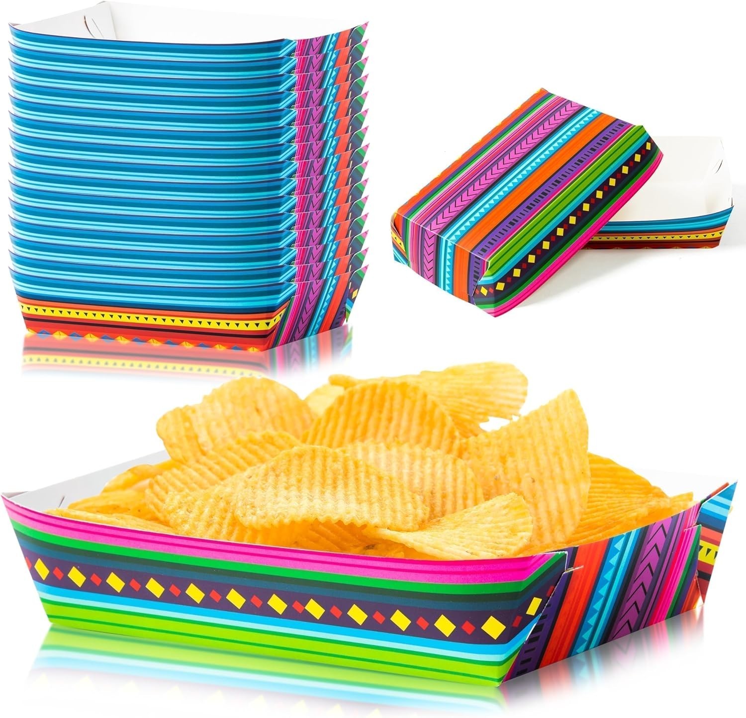 Mexican Taco Nights Food Trays 50Pcs Mexican Nacho Popcorn Unassembled Trays …
