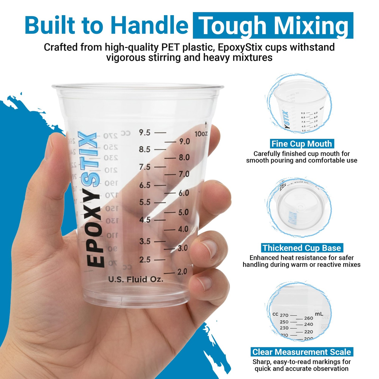 [50 Pack] NEW SIZE 12oz Graduated Mixing Cups – Durable PET, Clear Measuremen…