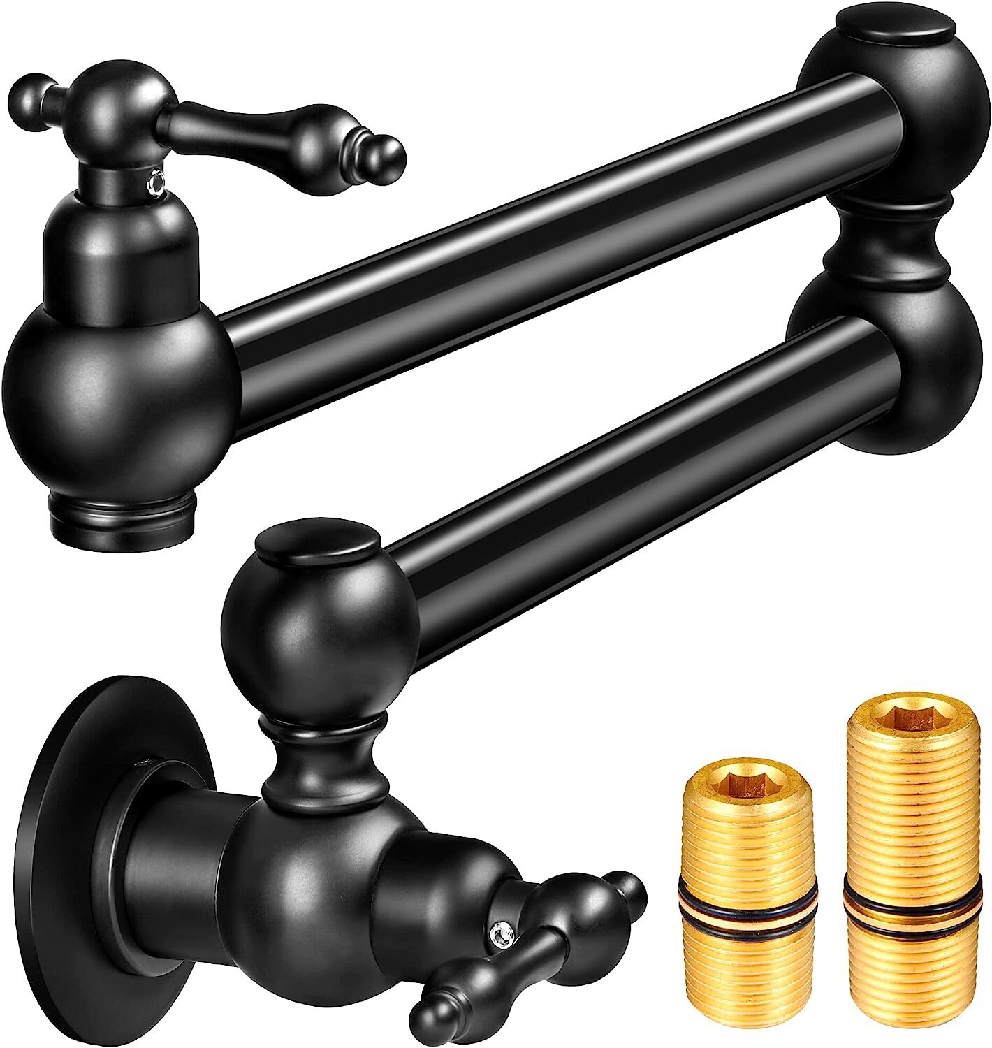 Brushed Nickel Pot Filler Faucet Wall Mount Kitchen Faucet Swing Arm Dual Handle