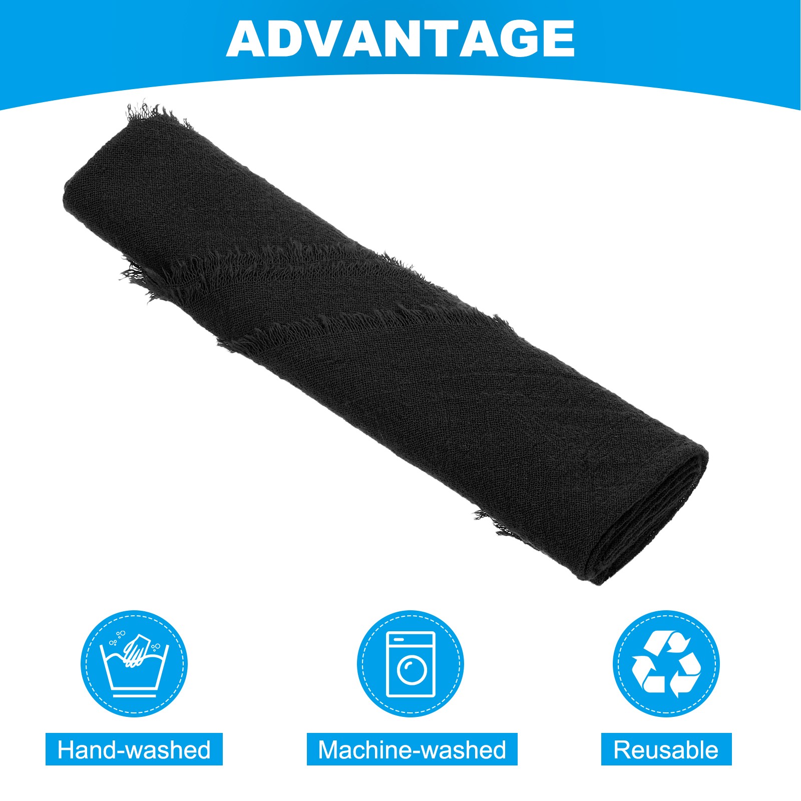 6pcs Cloth Napkins 16.5×16.5 Inches Cotton Linen Napkins with Fringe Black
