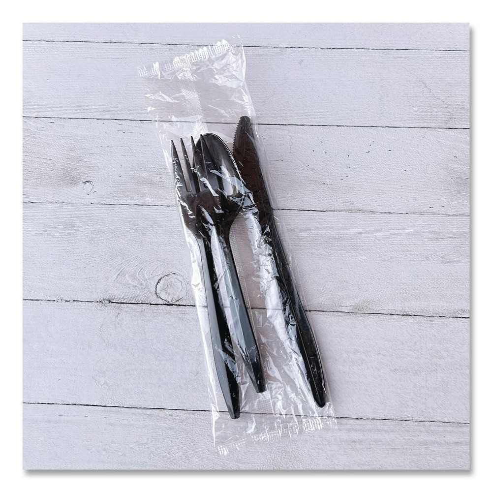 Boardwalk 3KITBLPP Plastic 3-Pc Polypropylene Cutlery Kit – Black (250/CT) New
