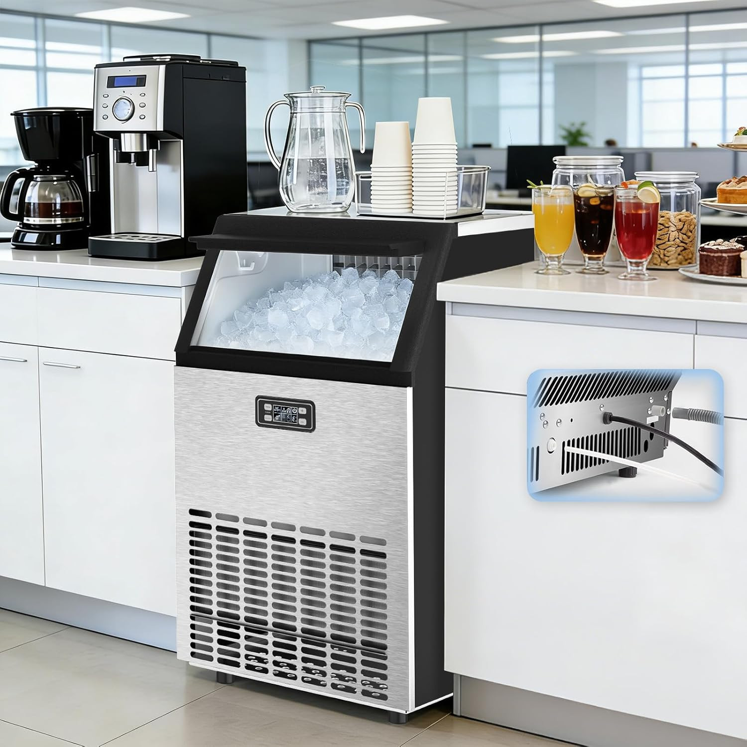 Commercial Ice Maker Machine, 100Lbs/24H under Counter Ice Machine, 45 Clear Ice