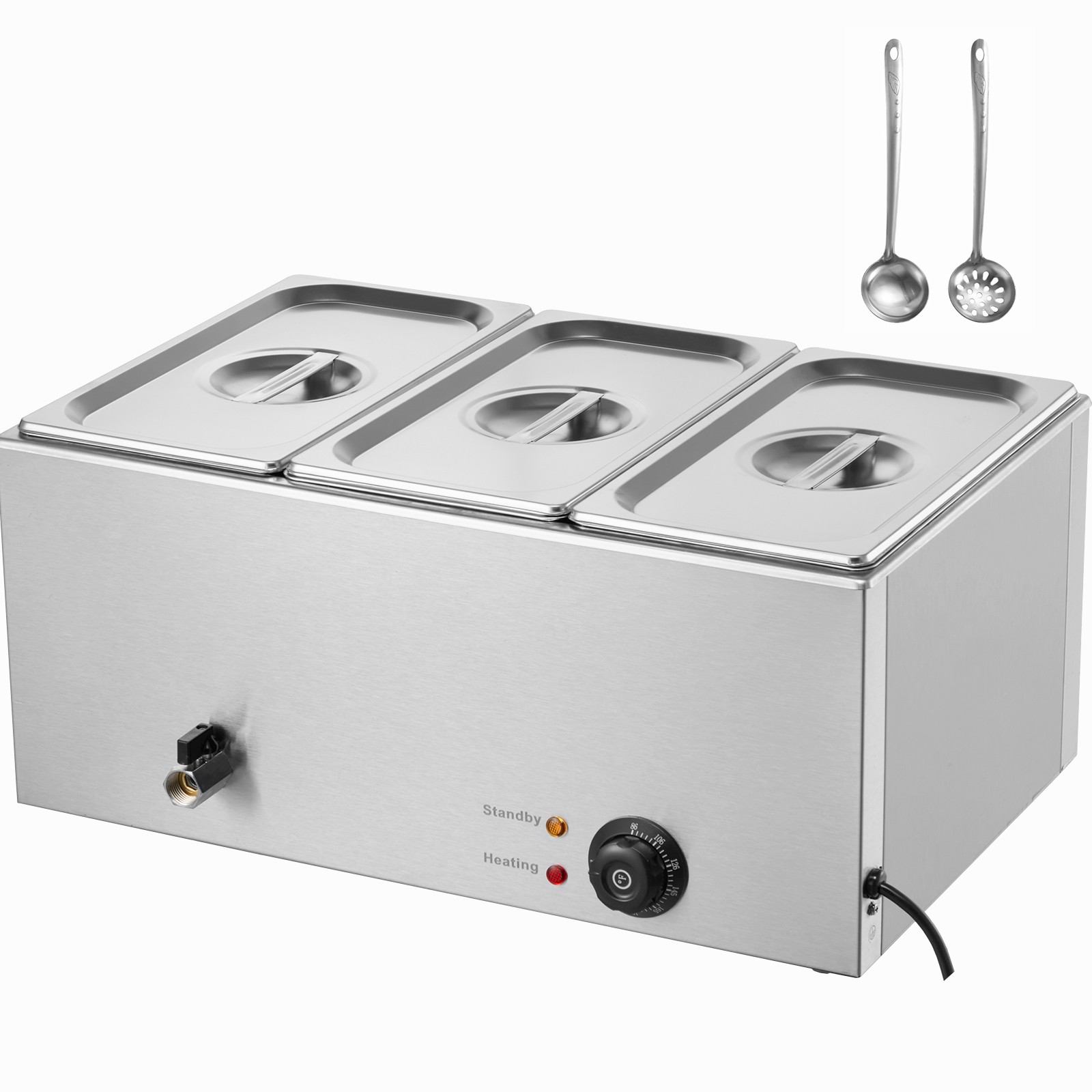 Commercial Electric Food Warmer 3-Pan Countertop Buffet 17.4QT Bain Marie