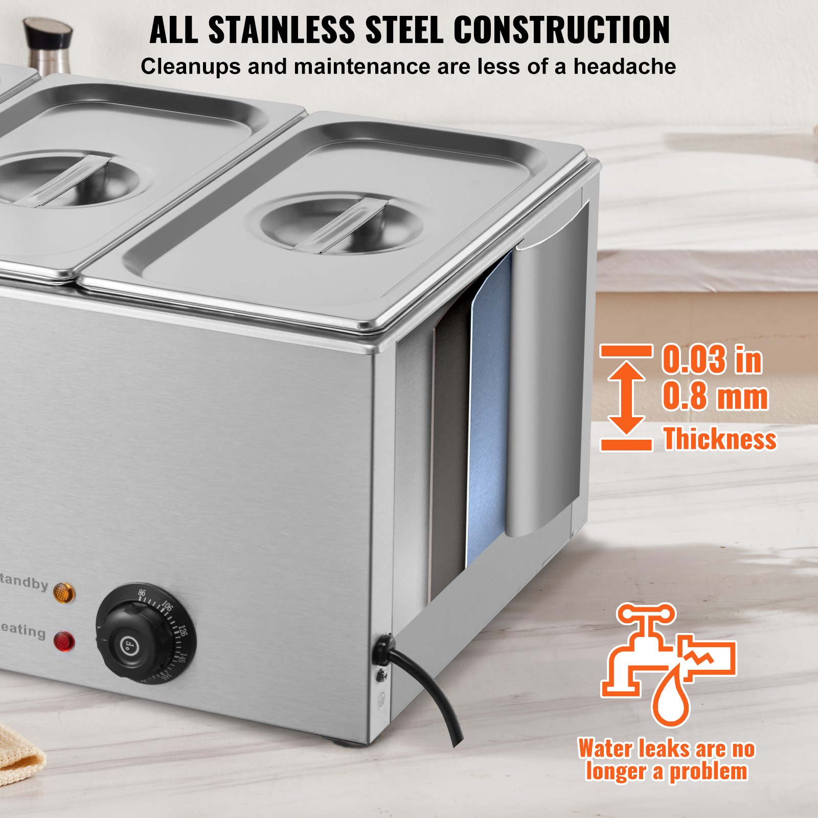 Commercial Electric Food Warmer 3-Pan Countertop Buffet 17.4QT Bain Marie