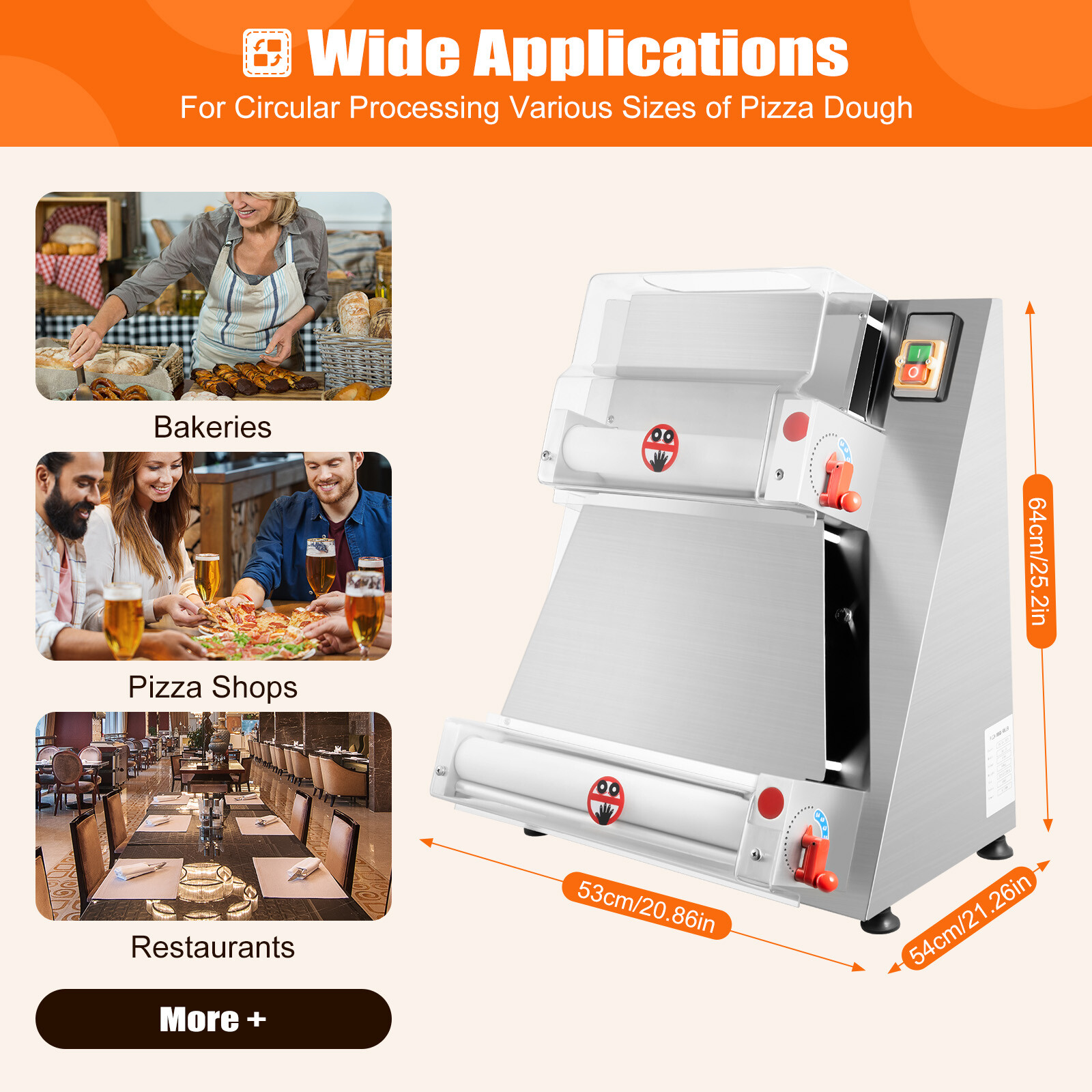 Commercial 4-16″ Electric Pizza Dough Roller Sheeter Pastry Press Making Machine