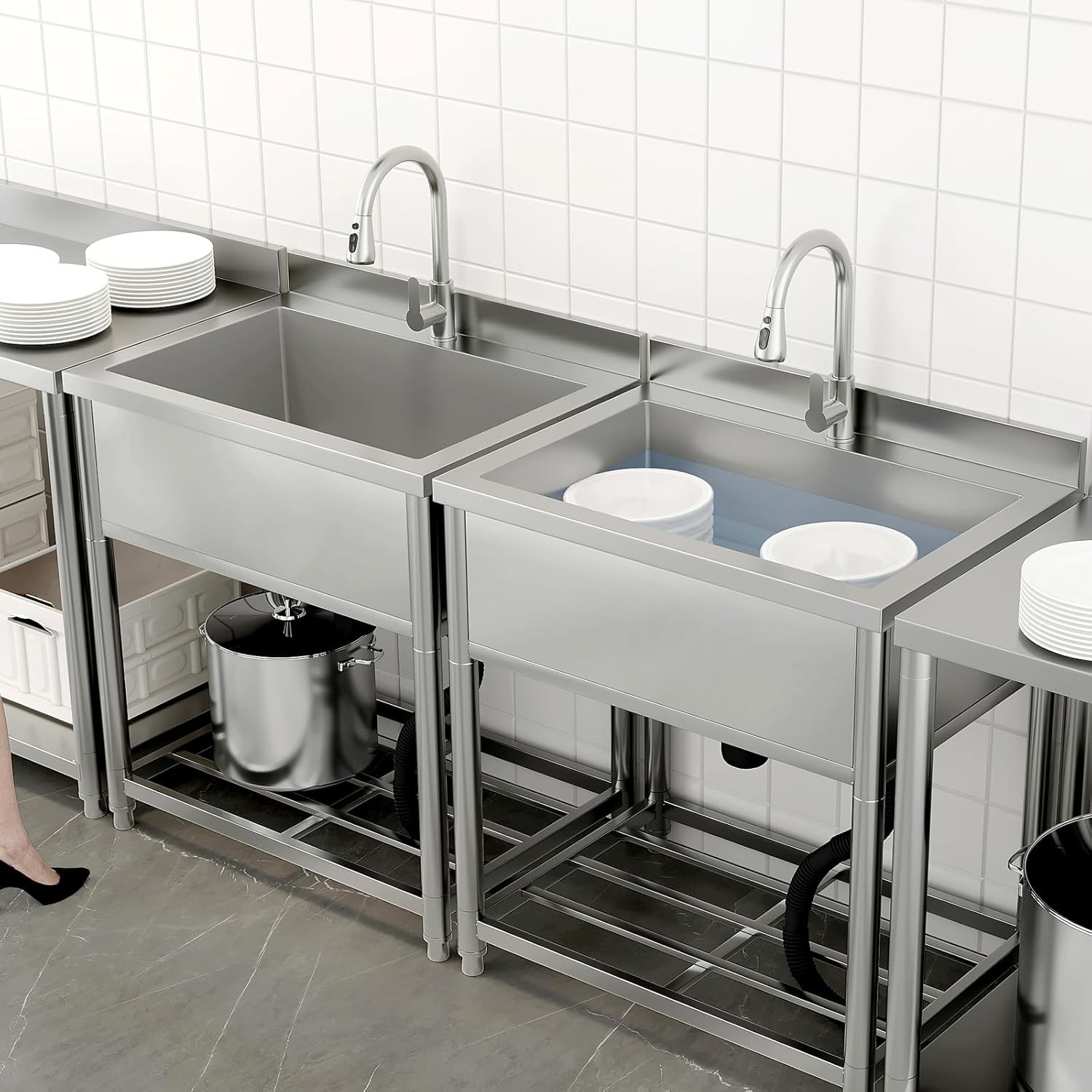 TRINITY Stainless Utility Sink Pull-Out Faucet