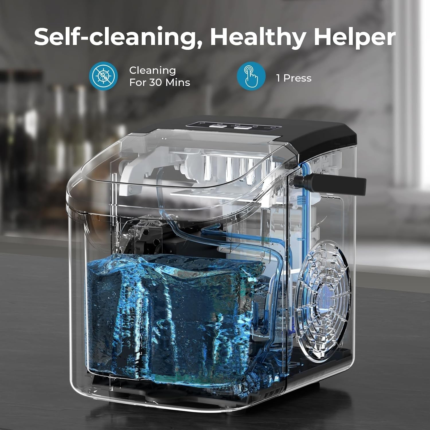 Portable Countertop Ice Maker 26LB/Day Self Cleaning Ice Machine Black